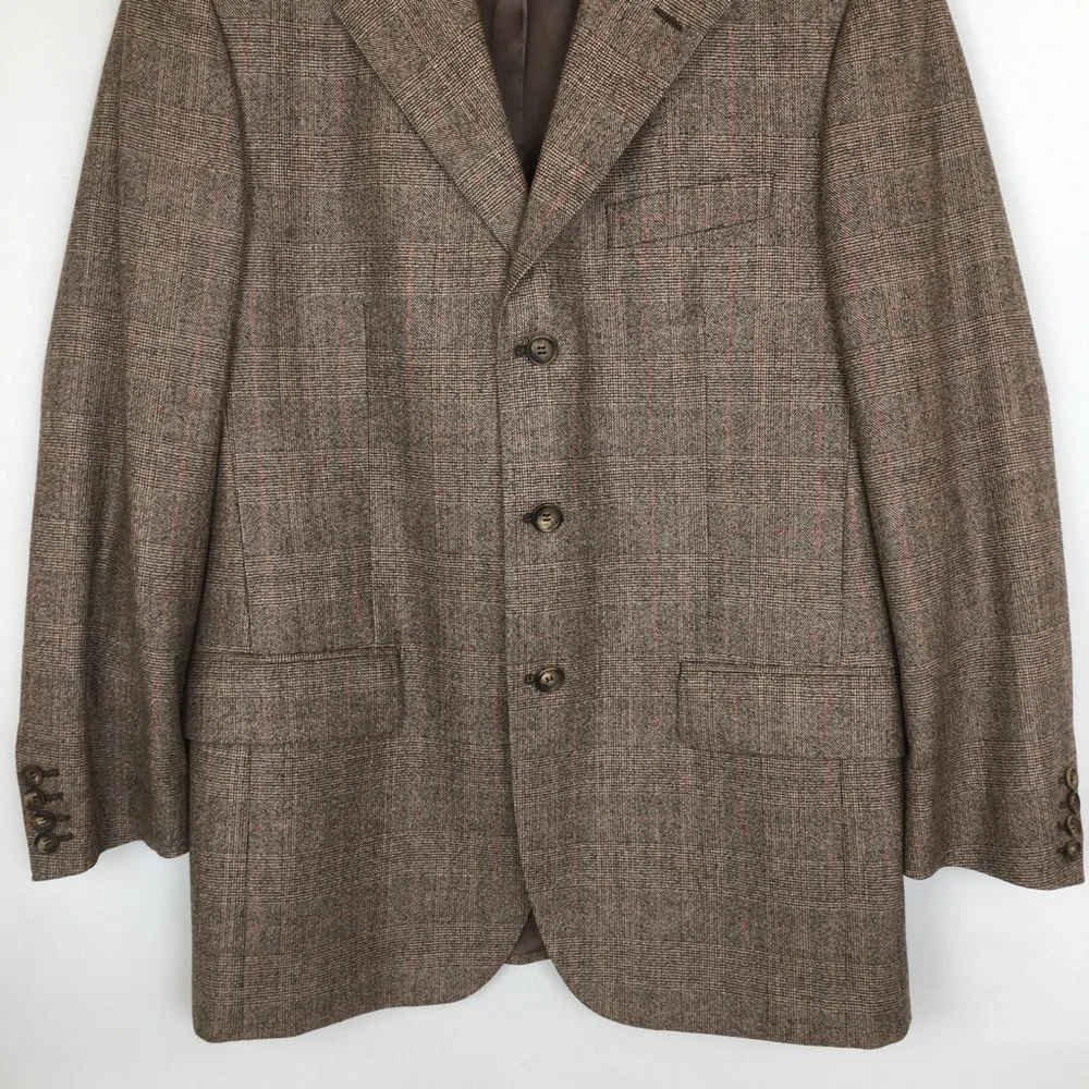 Ermenegildo Zegna Tweed Wool 3-Button Blazer Tan Men’s Size 50 Sports Coat